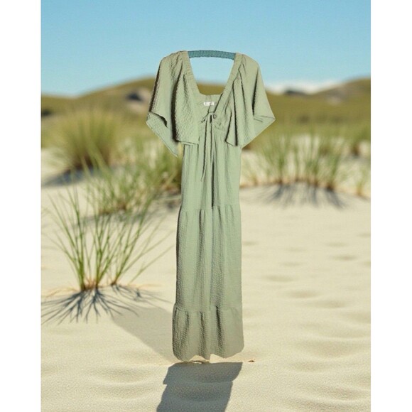 Rhea & Thea Maxi Dress,Size Large,Empire Waist,Gauze Material,Boho - Picture 1 of 5